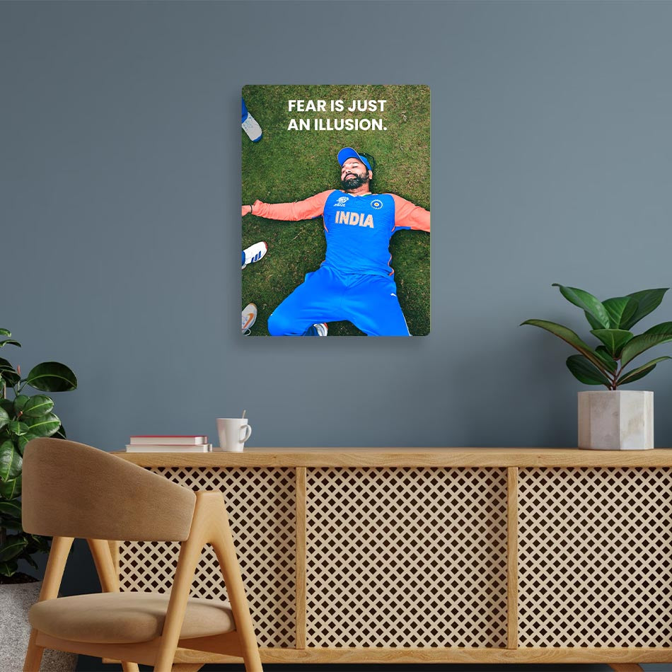 Rohit Sharma Motivational Cricket Metal Poster