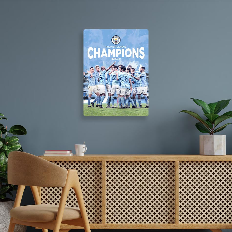 Man City 2021 Champions Metal Poster