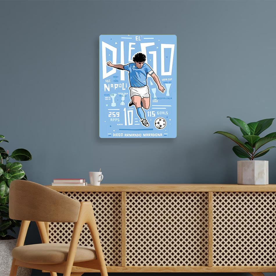 Maradona Abstract Art Metal Poster