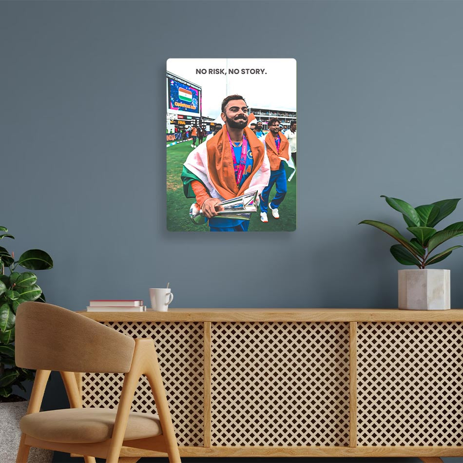 Virat Kohli Motivational Cricket Metal Poster