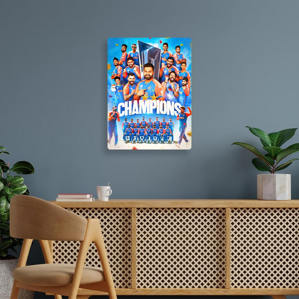 India - World Cup Champions Cricket Metal Poster