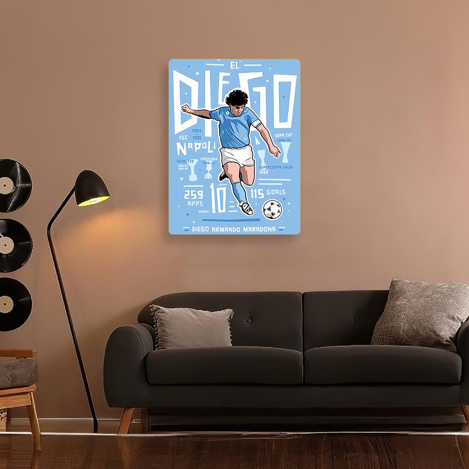 Maradona Abstract Art Metal Poster