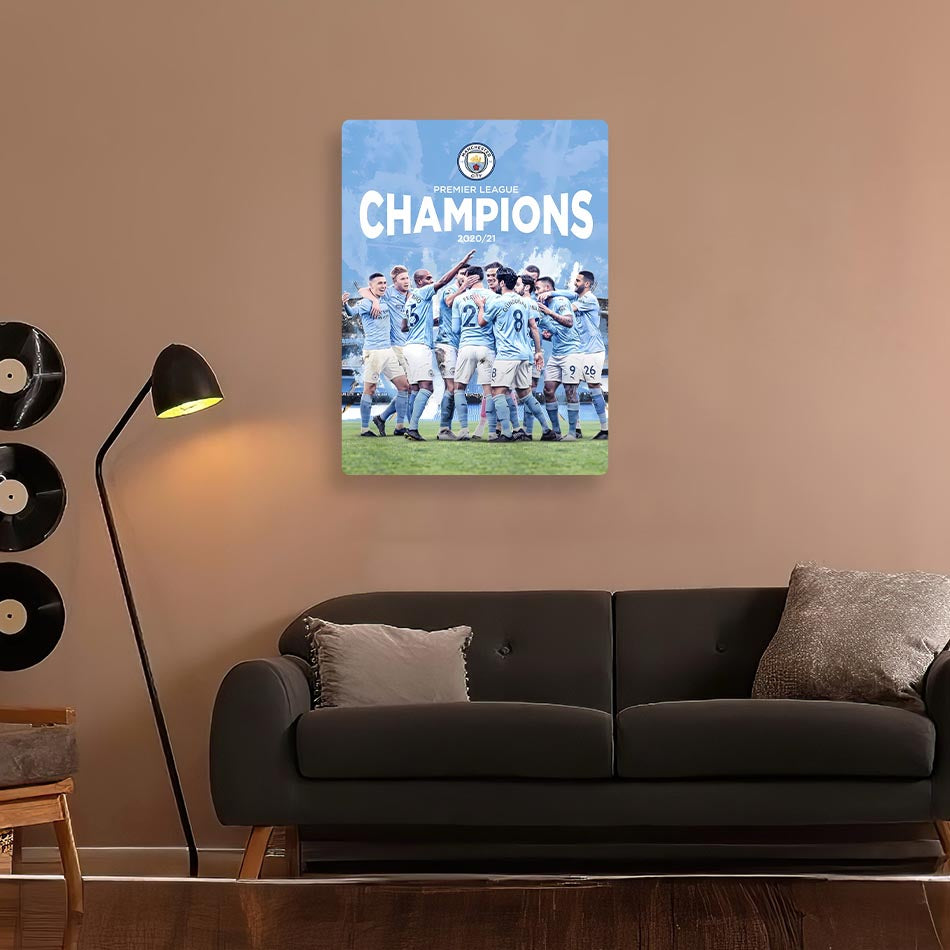 Man City 2021 Champions Metal Poster