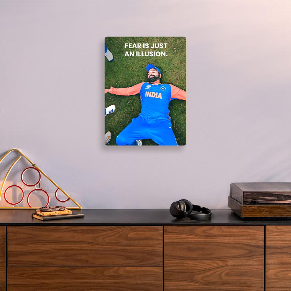 Rohit Sharma Motivational Cricket Metal Poster
