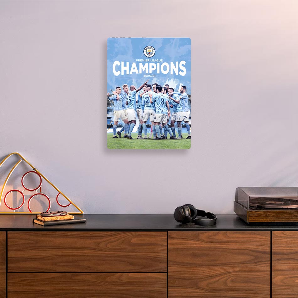 Man City 2021 Champions Metal Poster