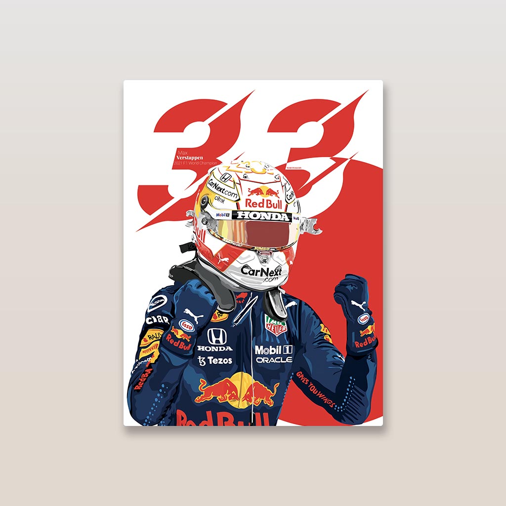 Max Verstappen Red Bull F1 Metal Poster