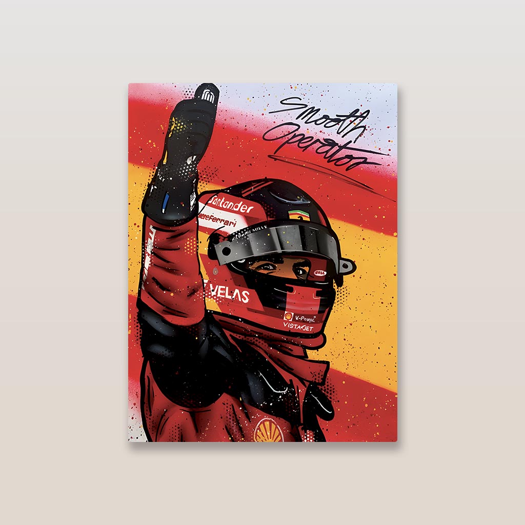 Carlos Sainz Ferrari F1 Metal Poster