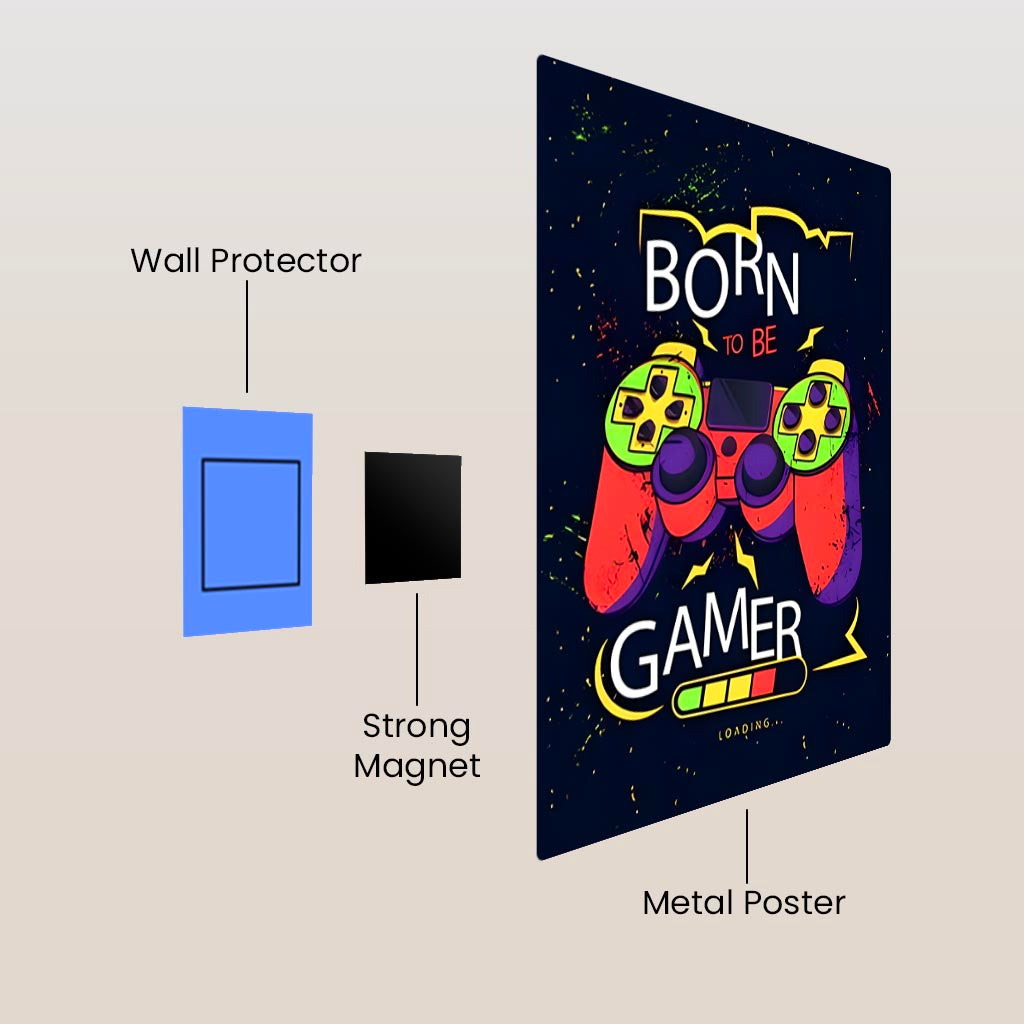 Born to be a Gamer Aesthetic Metal Poster