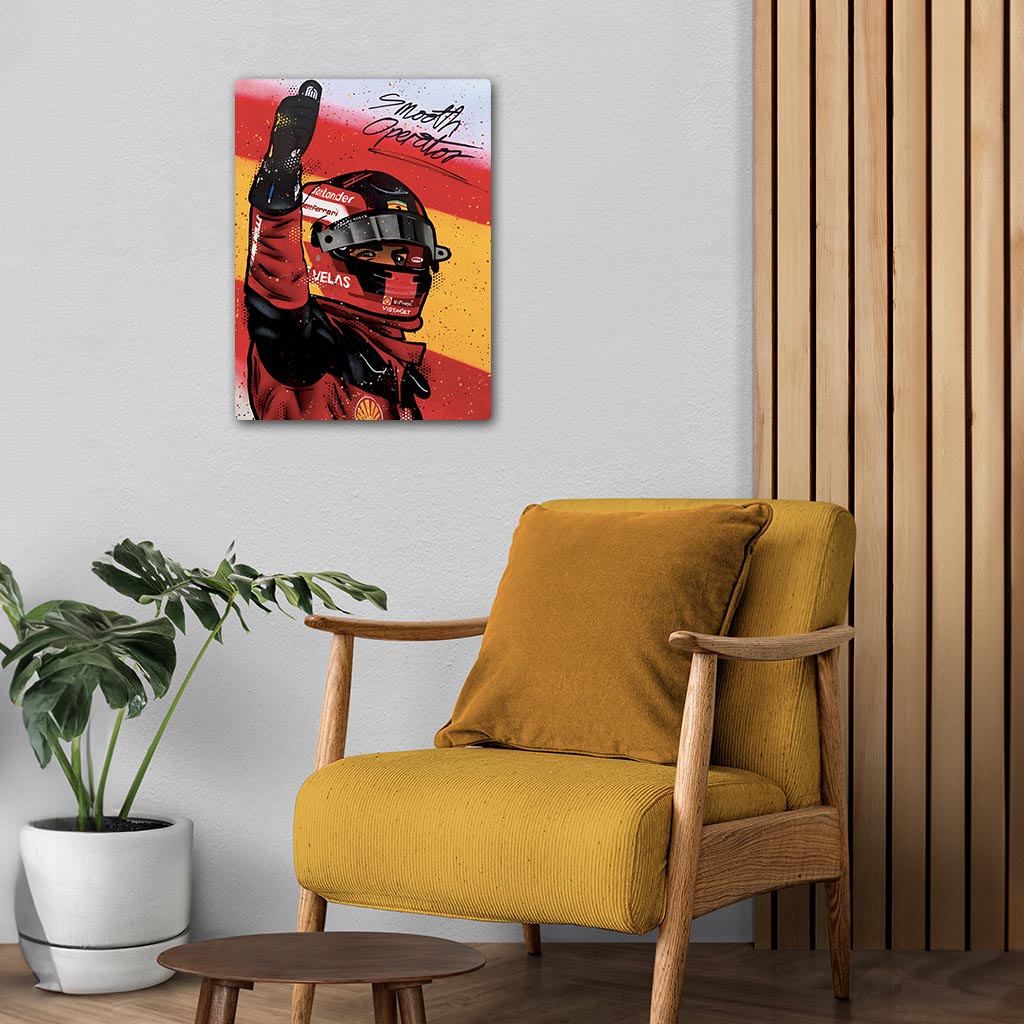 Carlos Sainz Ferrari F1 Metal Poster
