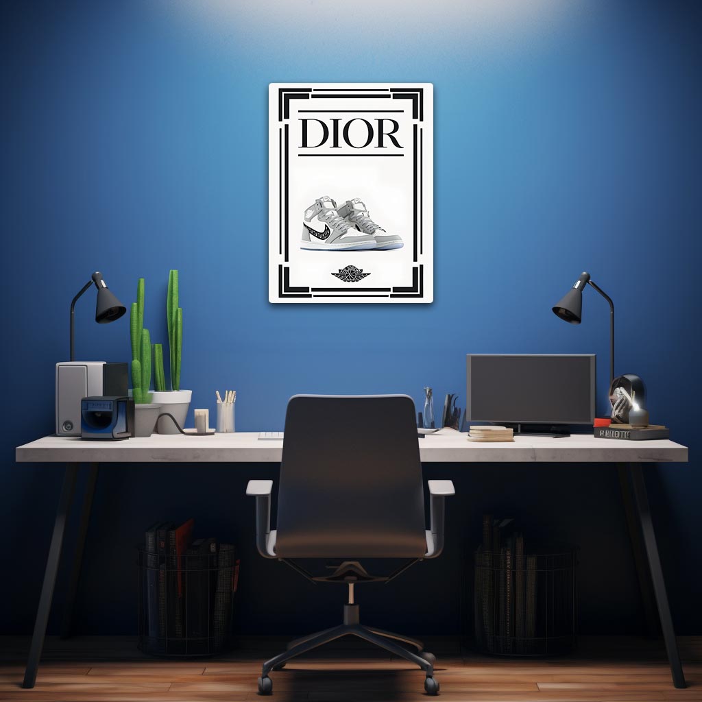 Air Jordan Dior Sneakers Metal Poster