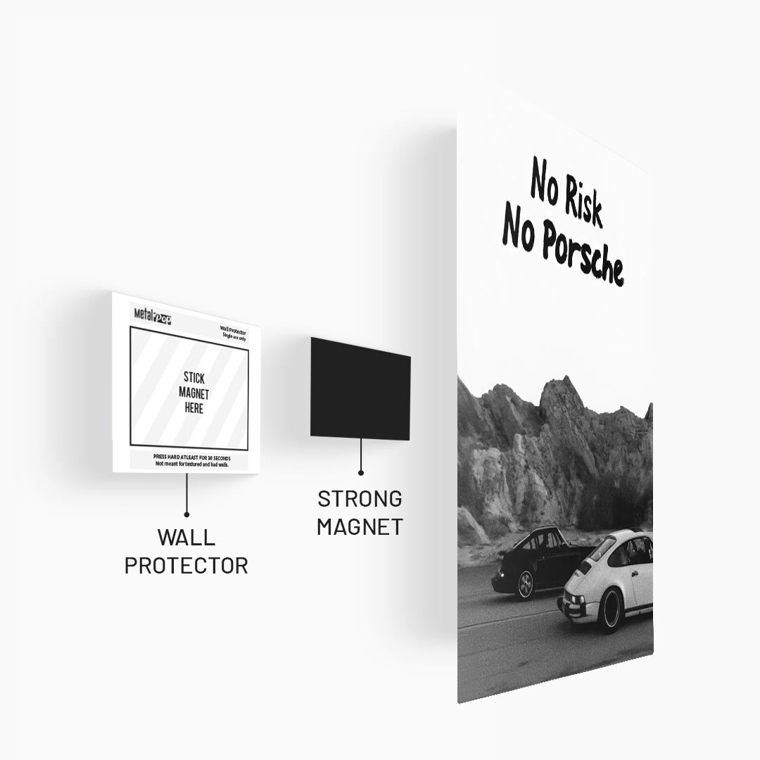 No Risk No Porsche Motivational Metal Poster