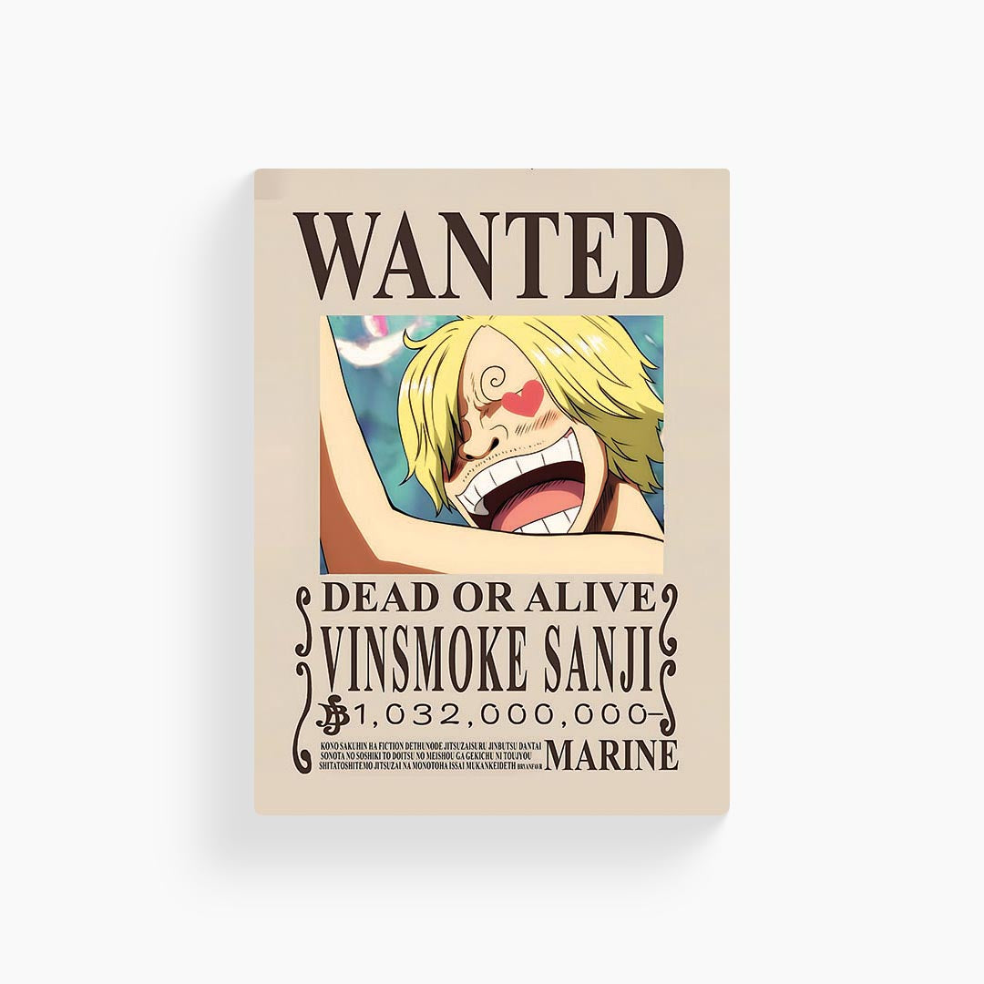 Wanted Sanji One Piece Metal Poster