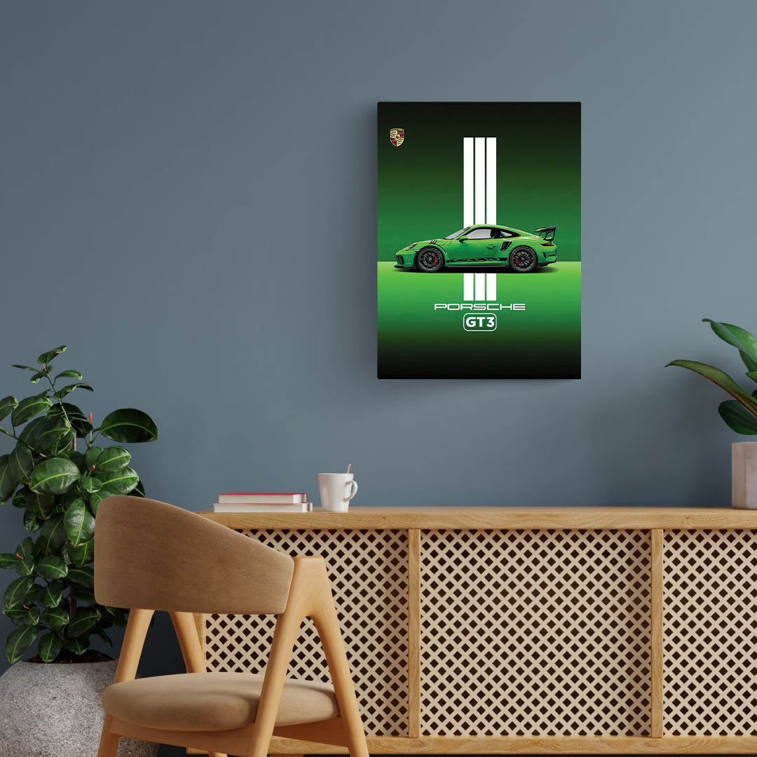 Porsche 911 GT3 (Green) Metal Poster