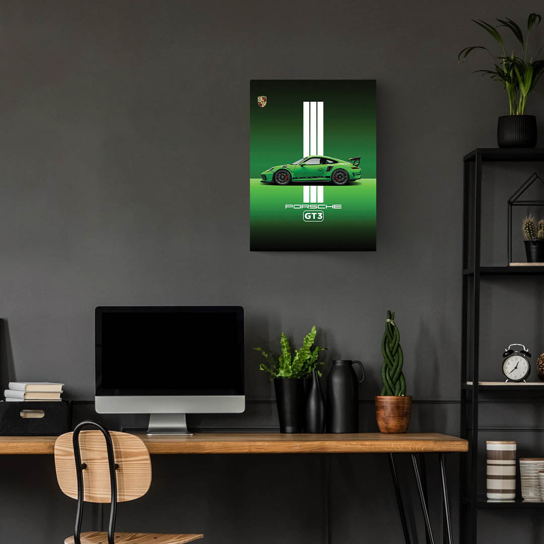 Porsche 911 GT3 (Green) Metal Poster
