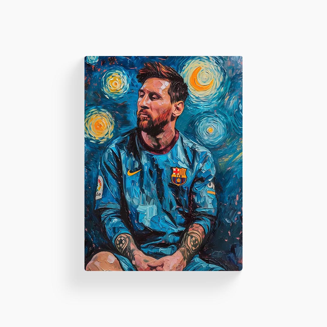 Messi Barcelona Van Gogh Style Poster
