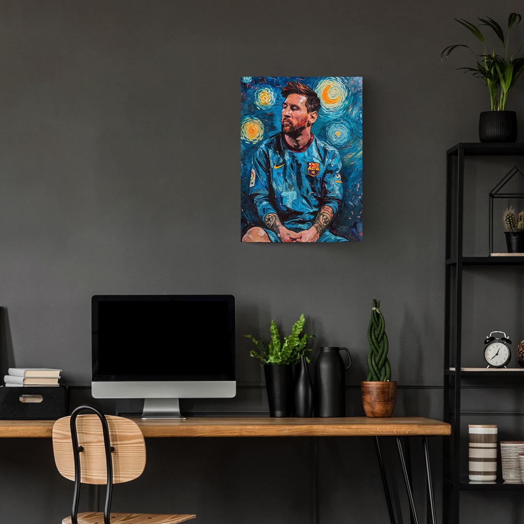 Messi Barcelona Van Gogh Style Poster