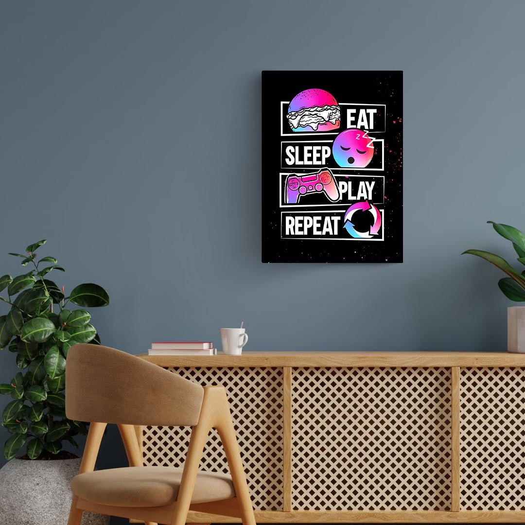 Eat Sleep Play Repeat Gaming Poster