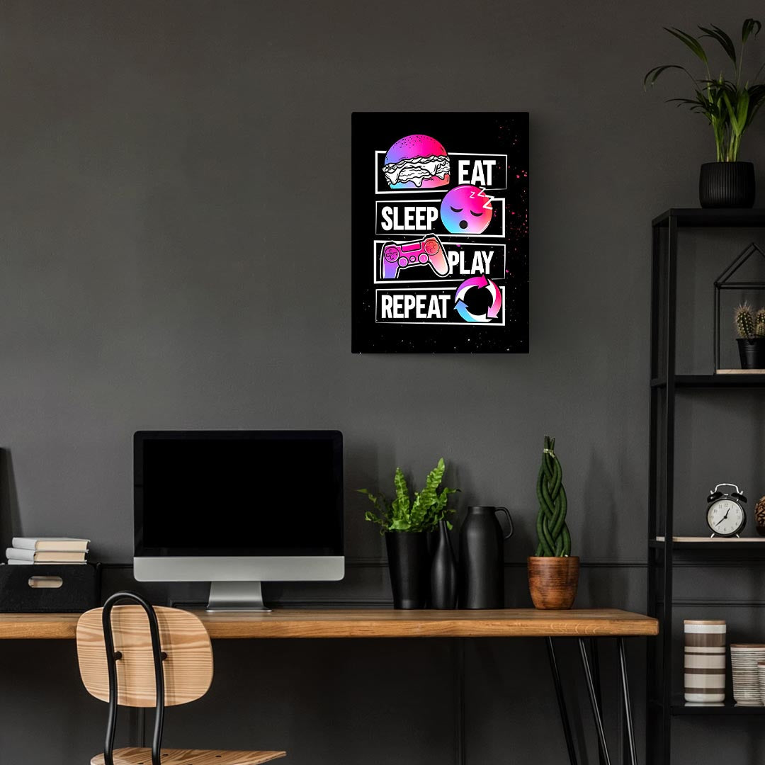 Eat Sleep Play Repeat Gaming Poster